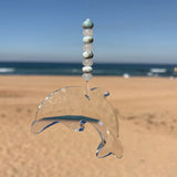 White Jade & Larimar Crystal Dolphin Suncatcher