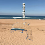 White Jade & Larimar Crystal Dolphin Suncatcher