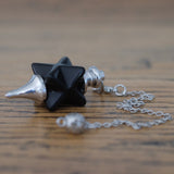 Black Agate Merkaba Star Crystal Pendulum