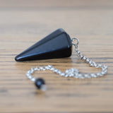 Black Agate Crystal Pendulum