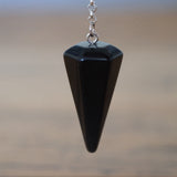 Black Agate Crystal Pendulum