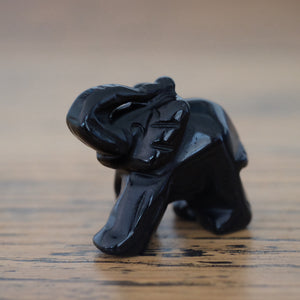 Black Obsidian Crystal Elephant