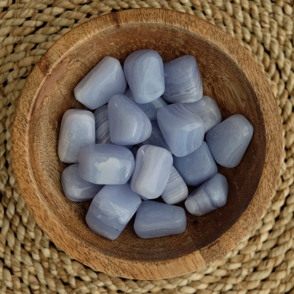 Blue Lace Agate Crystal Tumbled Stones