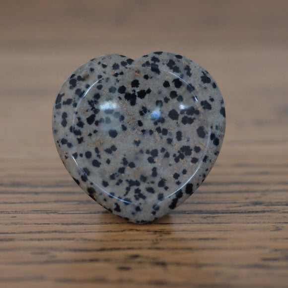 Dalmatian Jasper Heart Crystal Worry Stone