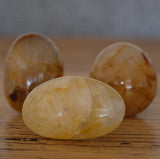 Golden Healer Quartz Crystal Palm Stone