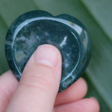Moss Agate Heart Crystal Worry Stones
