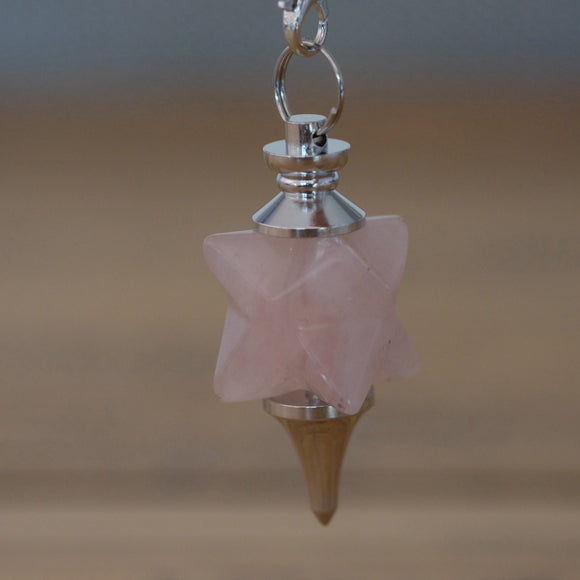 Rose Quartz Merkaba Star Crystal Pendulum